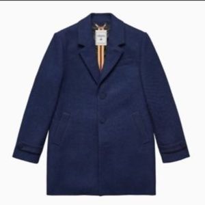 H&M Erdem X Blue Marl Harris Tweed Wool Topcoat 38